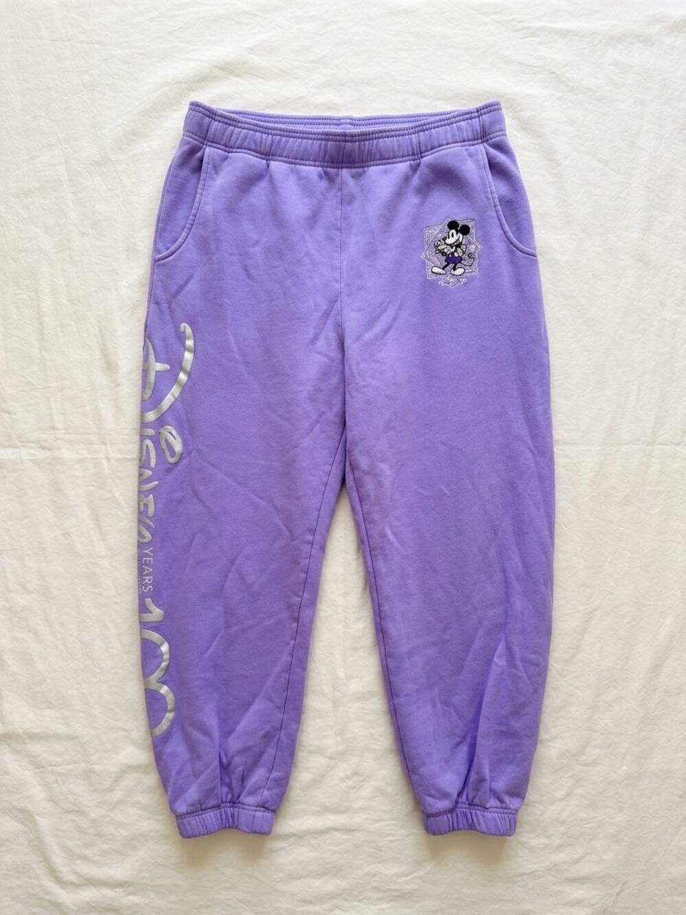 Disney 100 Years of Wonder Embroidered Sweatpants Size L Mickey Mouse